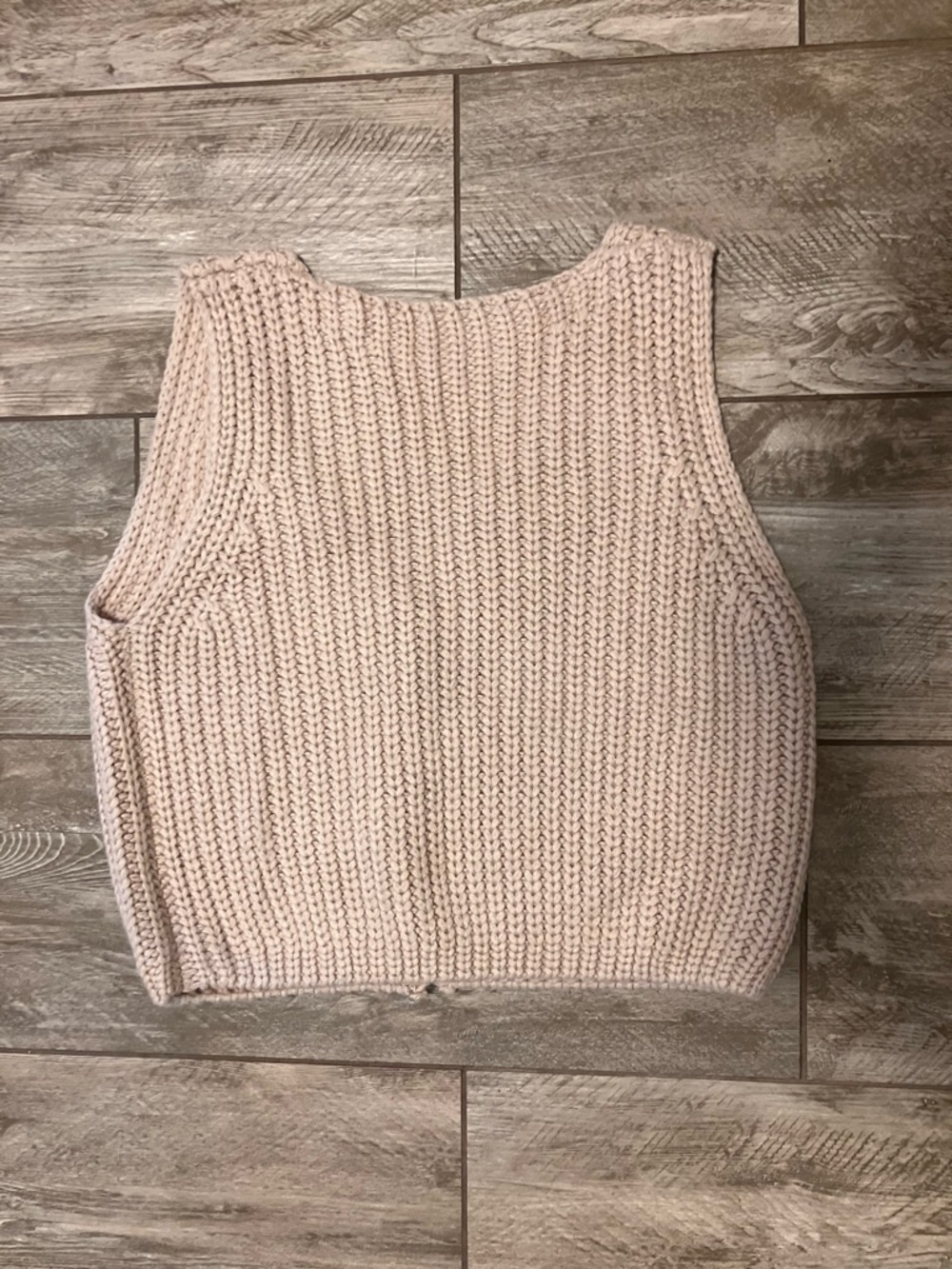 Chunky Knit Button Front Vest in Light Beige - Picture 3 of 3